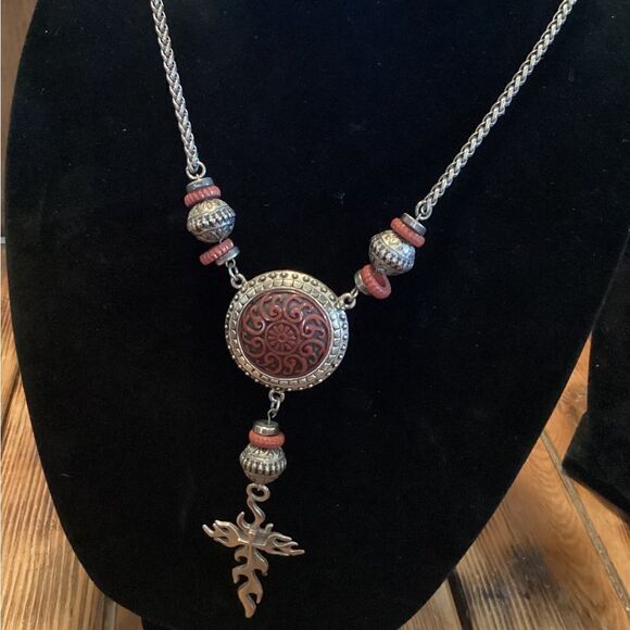 Handcrafted Bump’s Creations Fire Cross Pendant Necklace - Picture 1 of 8